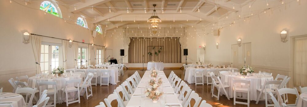 Beautiful wedding reception, main room, Thursday Club